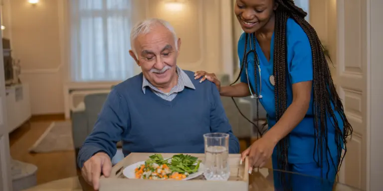 Carer giving Food